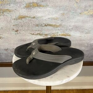 OluKai Sandals Shoes Womens Size 6 Black Thong Flip Flop Arch Support Comfort